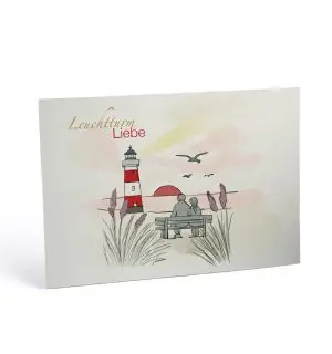 Postkarte Leuchtturm Liebe