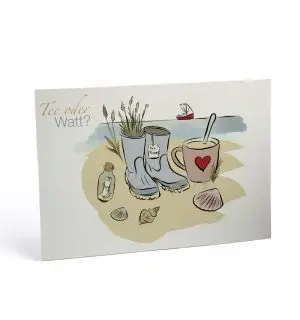 Postkarte Tee oder Watt